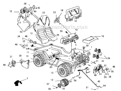 Page A Diagram and Parts List for L7820  Power Wheels Ride-On Cars